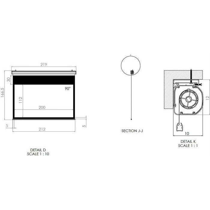16:9 Leinwand mit Motor 90", weiss