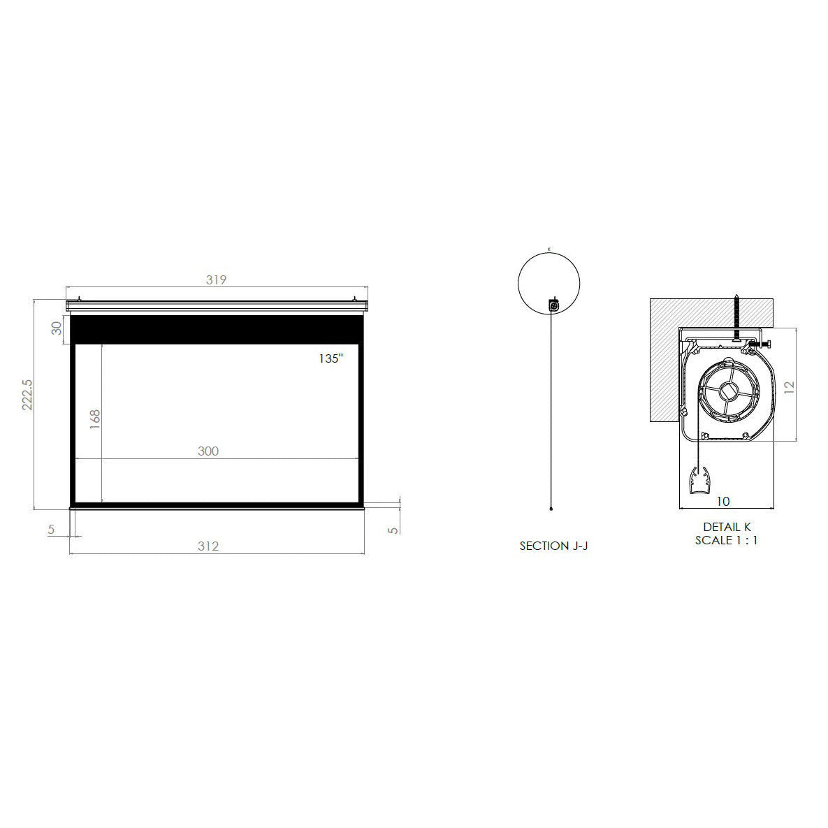 16:9 Leinwand mit Motor 135"